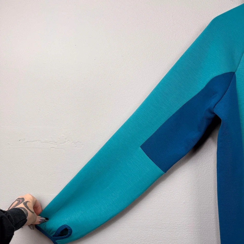 BONOBOS‎ Fielder Tech Fleece Hoodie Jacket Size S Teal Blue Knit Lightweight Zip